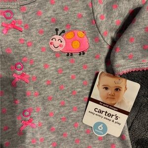 NWT Carters Gray and Pink Polka Dot Kids One Piece Pink ladybug